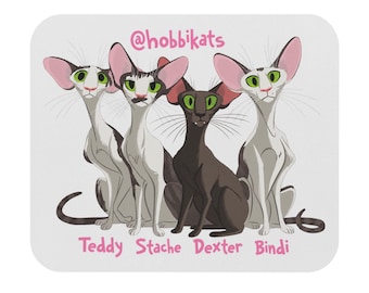 Hobbikats Quartet Mouse Pad | Teddy Stache Dexter Bindi