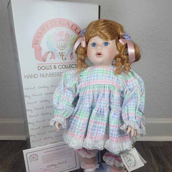 RARE World Gallery 21" Porcelain Doll, Kitty, Signed Limited Edition, In Box w/ Tag, Holly Hunt Doll, Vintage Toy, Collectible Doll, Baby