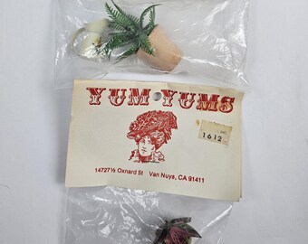 Vintage Miniature Dollhouse Plants, Flower Pot + Mini Watering Can, Antique Plant Accessories