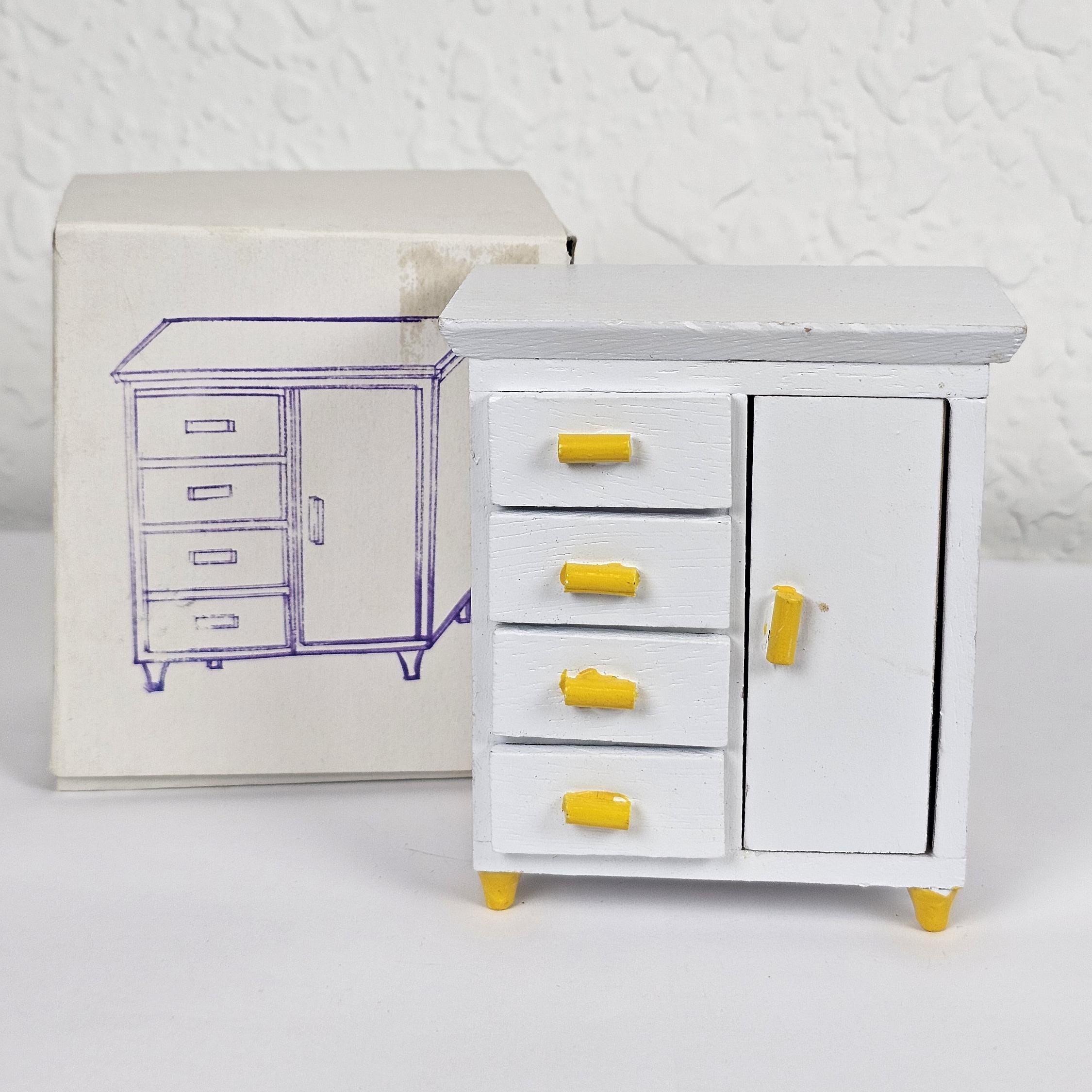 Vintage Dollhouse Miniature Wardrobe, Dollhouse Dresser, Dollhouse Nursery Furniture, Mini Wardrobe, Miniature Dresser, Dollhouse Furniture