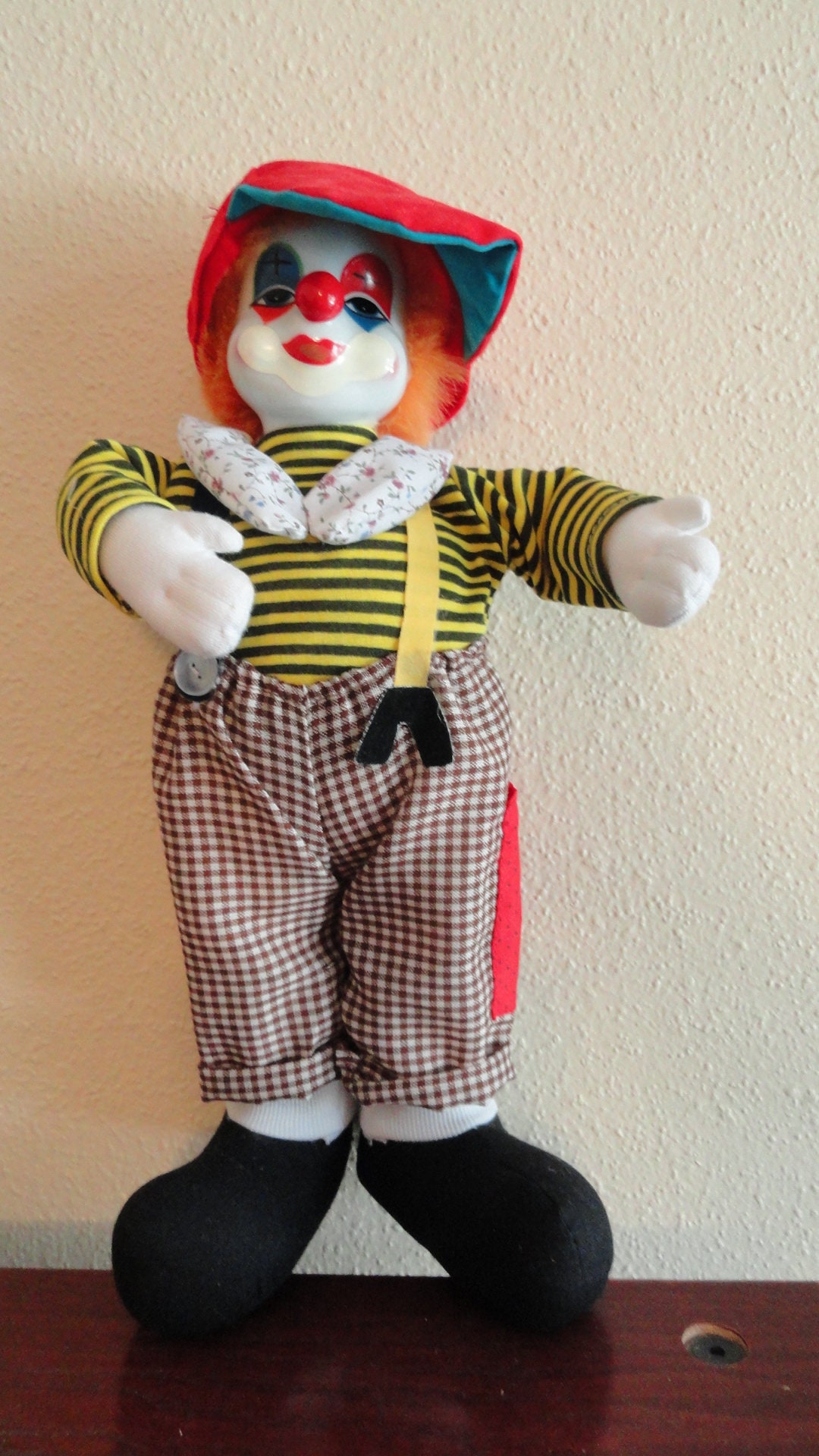 Vintage Porcelain and Stuffed Clown Doll Antique Doll Etsy