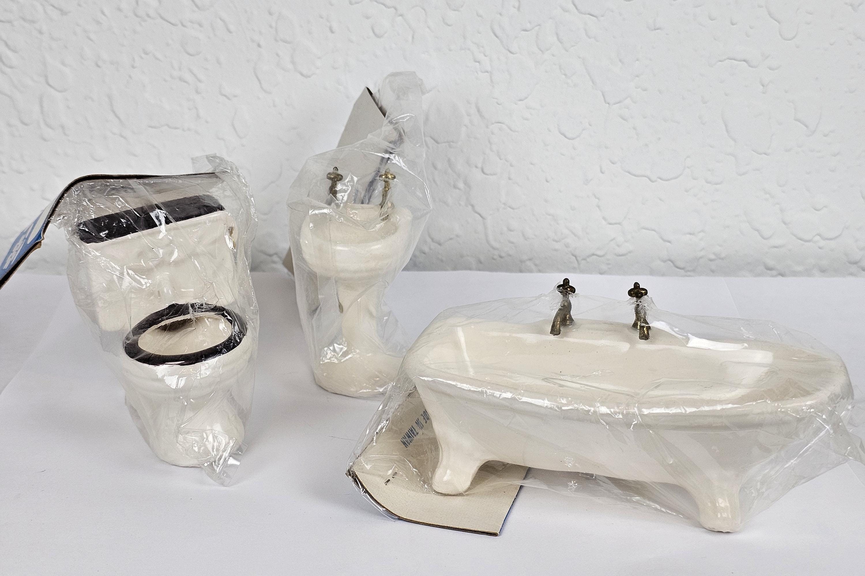Antique Dollhouse Bathroom Fixtures, Vintage Dollhouse Bathroom