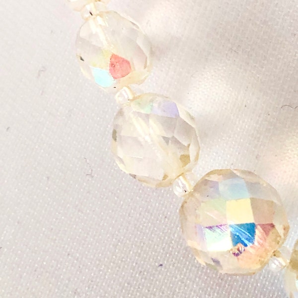 Collana di perad Aurora Borealis Swarovski Crystal Graduated dell'Annata 1950, Collana di perline scintillante chiara, gioielli da sposa