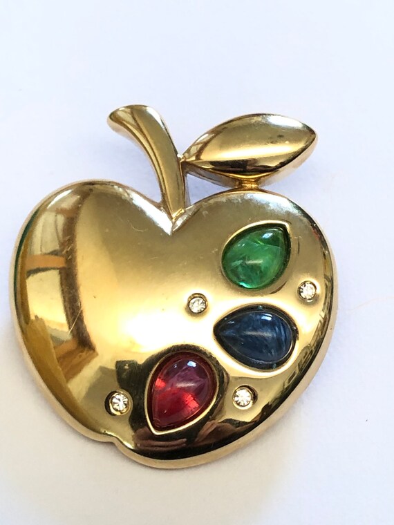 HUGE Vintage Napier Brooch Apple Brooch Large Gold Apple Brooch