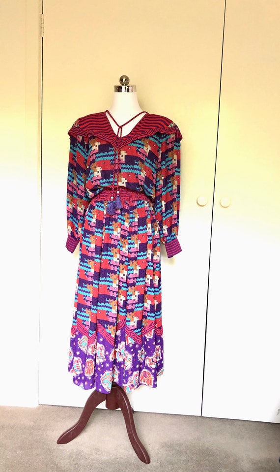 Diane Freis 1980's Vintage dress , Boho Party Dre