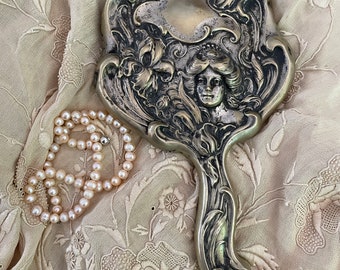 Art Nouveau Hand Mirror | Etsy