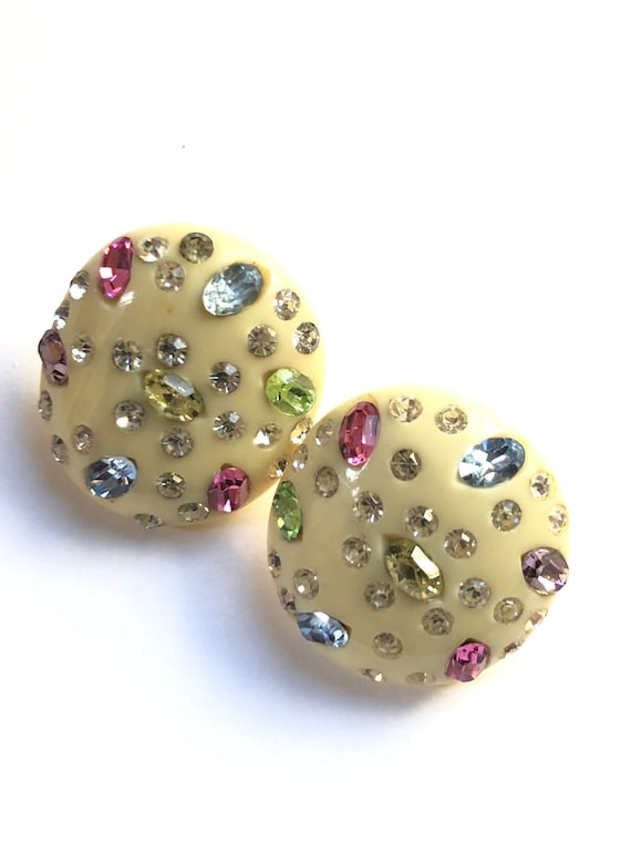 1950's Vintage Designer Earrings, Weiss Rhinestone