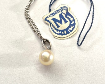 Vintage Mikimoto Pearl drop, vintage Pearl pendant, sterling Silver chain and pendant, special heirloom gift