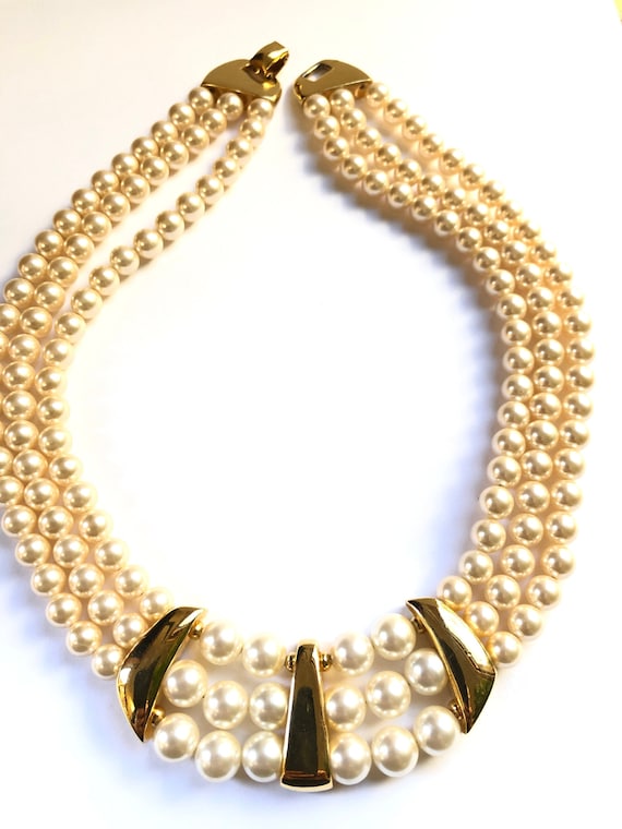 Signed Vintage Napier Faux Pearl Necklace, Pearl S