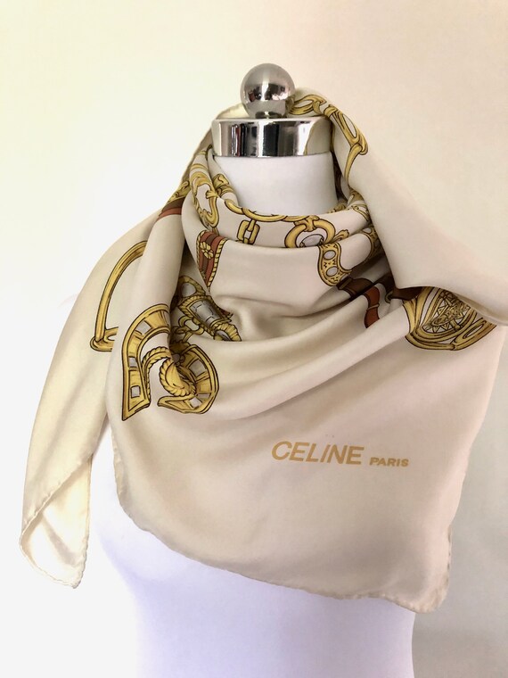 Celine Silk Scarf , Vintage Luxury French Designer