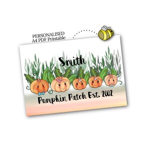 Pumpkin Patch FAMILY PORTRAIT - To Print Yourself - A4 PDF - Choose your own Pumpkin Characters, add any words and date Halloween Decoration