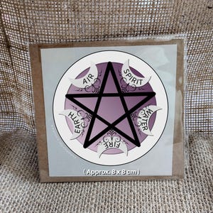 Pentacle Pentagram Sticker: Pagan Wiccan Elements, Purple Grimoire Decor