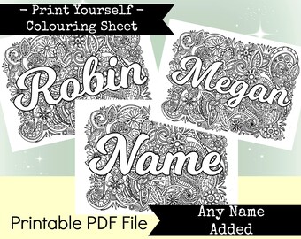 Any Name Added Personalised & Printable Colouring Sheet
