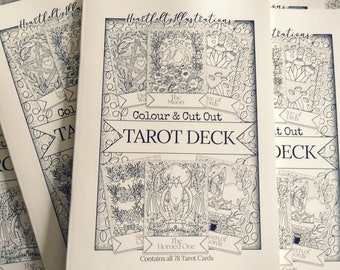 A4 Colour & Cut Out Full TAROT DECK Tarot Cards Colouring Book - Clotted Cream / Parchment coloured