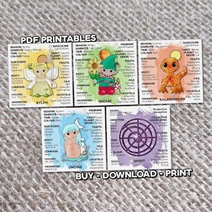 Elements Correspondences PRINTABLES: Book of Shadows Altar Cards (Digital Download PDF)