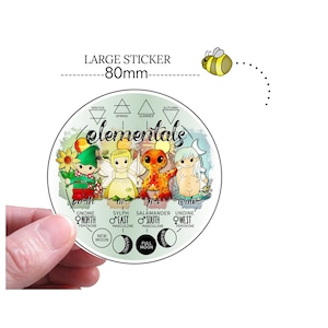 Autocollant Correspondances Éléments Élémentaires Autocollant Autocollant Wicca païen Wicca Phases de la Lune Astrologie Tarot 80 mm Cercle Grimoire Autocollant
