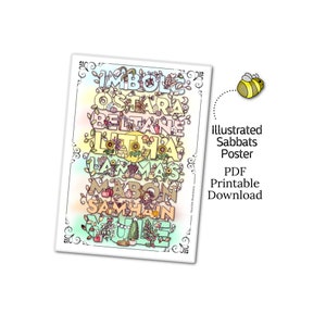 Póster en formato A4 para imprimir en PDF de la rueda del año de los sabbats paganos Arte mural de brujas paganas wiccanas Calendario de brujas wiccanas Imagen para imprimir usted mismo
