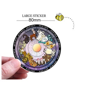 Astrología Astrológica Signos Estelares PEGATINA Signo Solar Bruja Pagana Grimorio Libro de las Sombras Etiqueta Circular de 80 mm Signo de Carta Natal