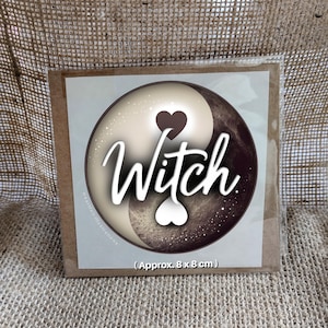 Witch Yin Yang Sticker: Pagan Wiccan Full Moon Decal