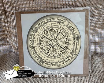 Pagan Wheel of The Year Sticker: 80mm or 150mm Wiccan Witch Sabbats, Astrology, Seasons, Elements