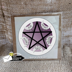 Große Pentakel Pentagramm Aufkleber: Pagan Wiccan Elements, Purple Grimoire Decor Label
