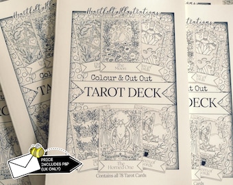 Colour & Cut Out Tarot Deck: A4 Illustrated Cards for Custom Creation