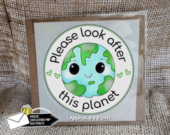 Sticker Planet Earth: milieuvriendelijk 'Laat deze planeet goed' (8 cm)