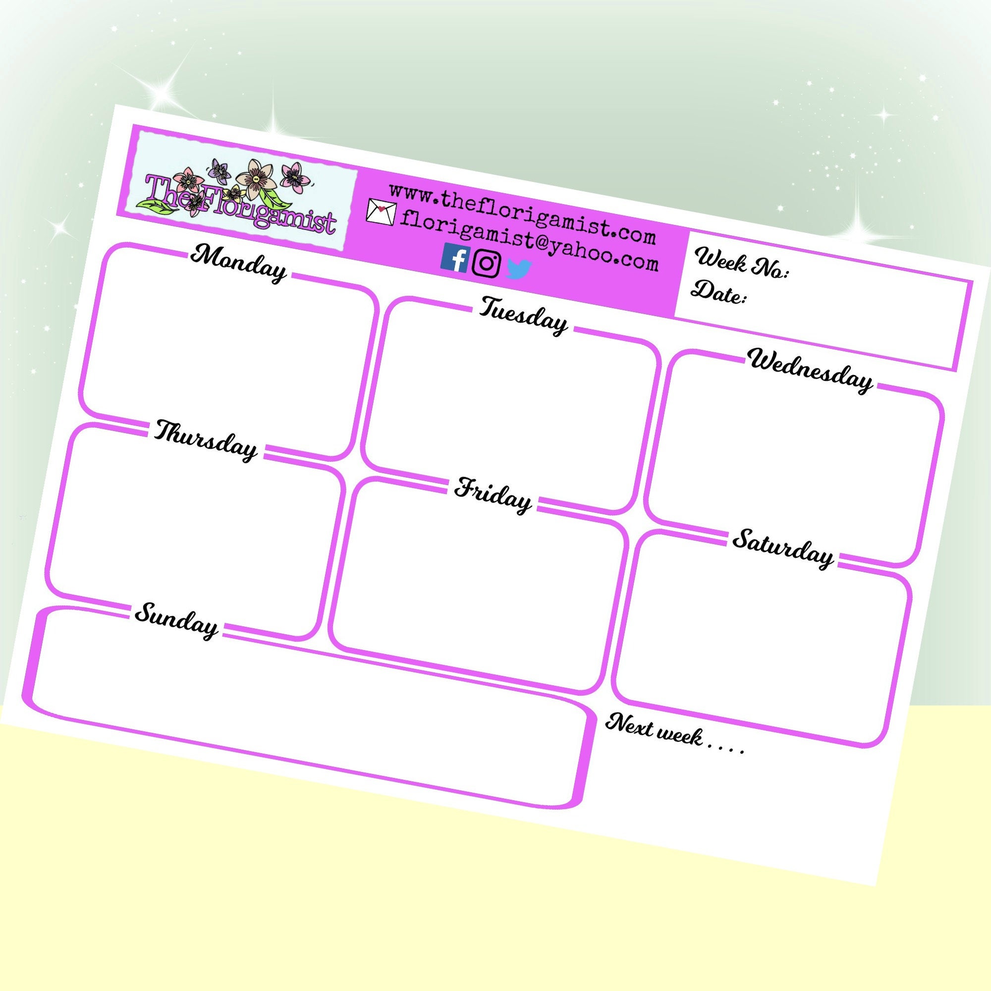 Weekly Business Planner Diary Sheet to Print Yourself Etsy UK