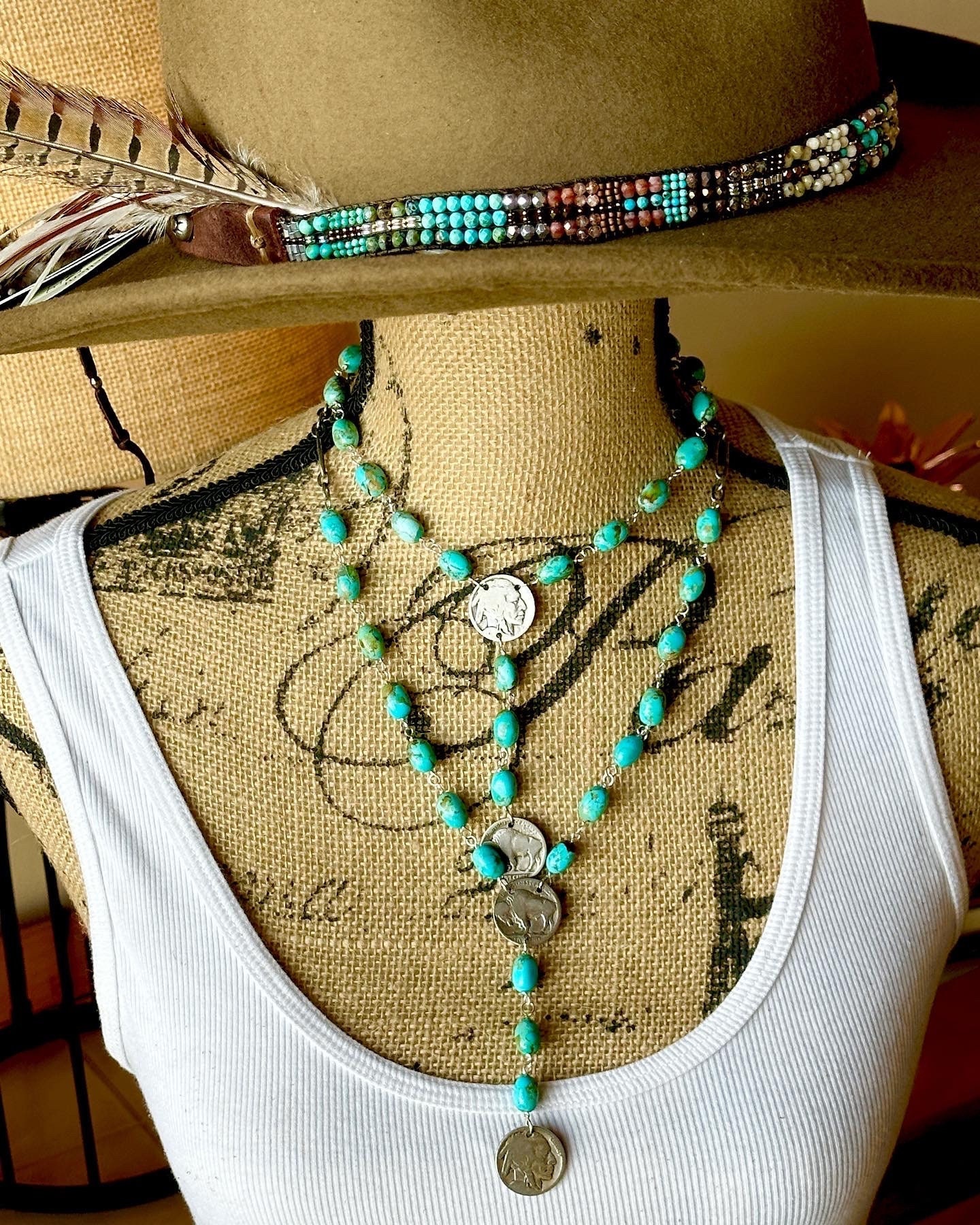 Shiner Fashion Turquoise Lariat Necklace & Earrings - Accessorize