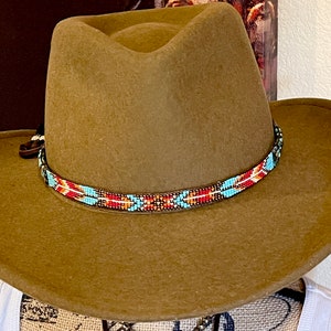 Southwestern Hatband La Chula; Natural Turquoise and Leather