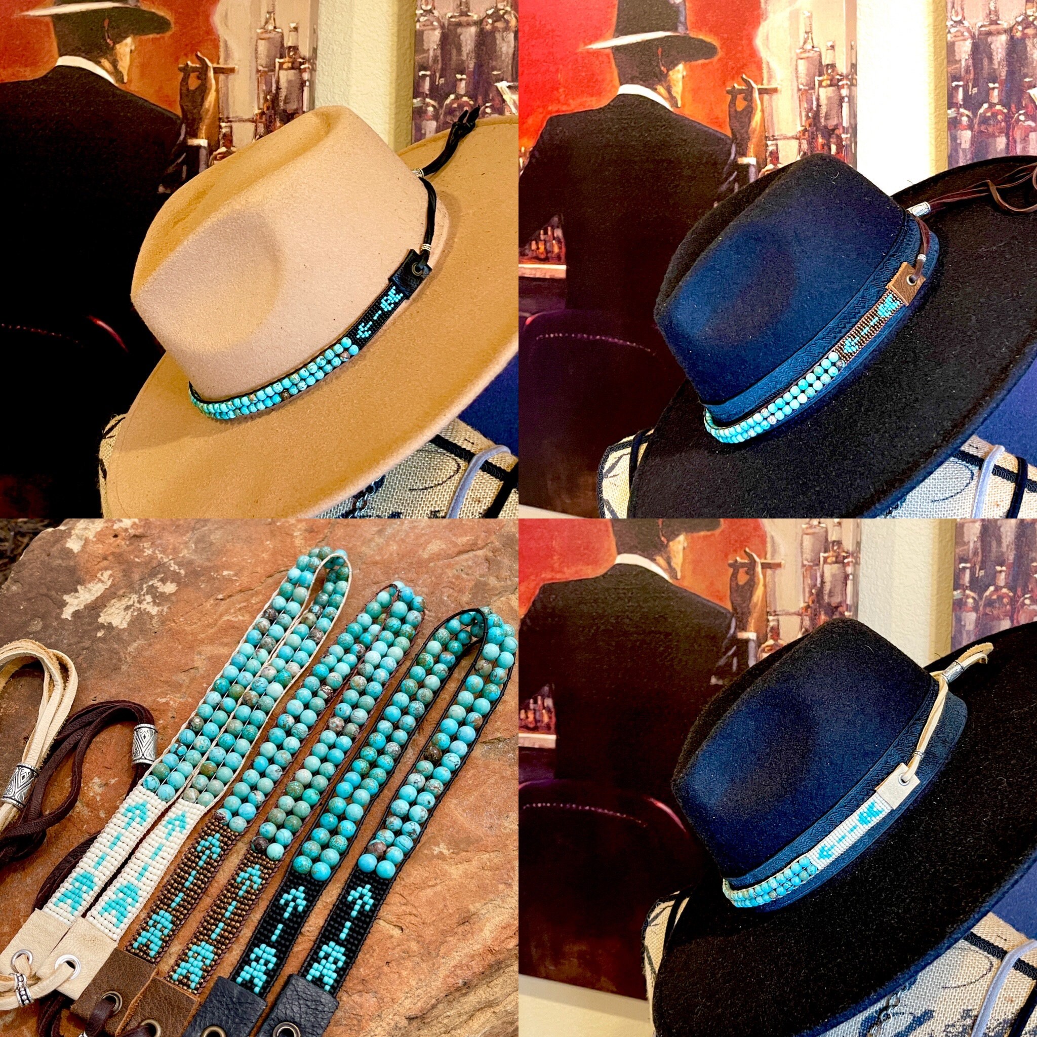 Turquoise & Arrow Hatband; Hand Beaded Gemstone Hatband - Etsy