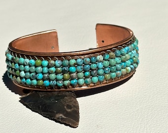 Natural Turquoise and Copper Bangle