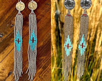 Buffalo Fringe Earrings ~ Silver Lining