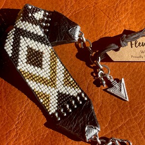 Navajo Pearl Loomed Cuff; Telluride