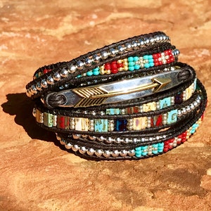 Boho Chic Leather Wrap Bracelet, Arrow Bracelet image 6
