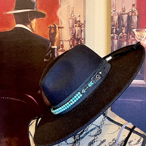 Turquoise & Arrow Hatband; Hand beaded Gemstone Hatband