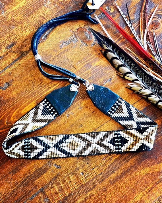 Telluride Hatband: Beaded Western Hat Band with Sterling Silver