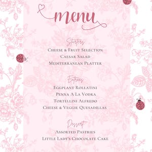 Redigerbar liten nyckelpiga babyshowermeny 5x7