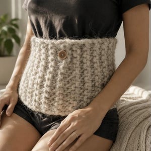 Faja lumbar de lana de oveja 100%, Cinturón térmico para la espalda, Faja de lana natural para invierno, Calentador lumbar tejido a mano
