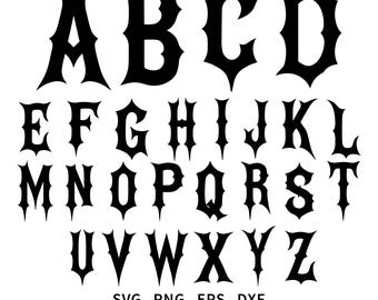 Gothic Alphabet, Halloween Old English Typography, Spooky Monogram Set, Cricut Silhouette Cutting Machine Designs