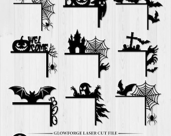Halloween Door Corner SVG Bundle, Spooky Laser Cut File, Trim Topper Sign, Digital Download