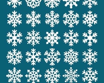 Snowflake SVG Bundle, Christmas Ornament Cut File, Winter Silhouette Clipart, Holiday Decor