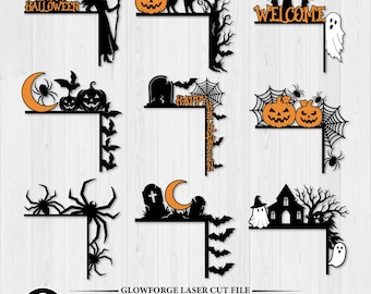 Halloween Door Corner SVG Bundle, Spooky Trim Laser Cut File, Home Decor, Fall Sign