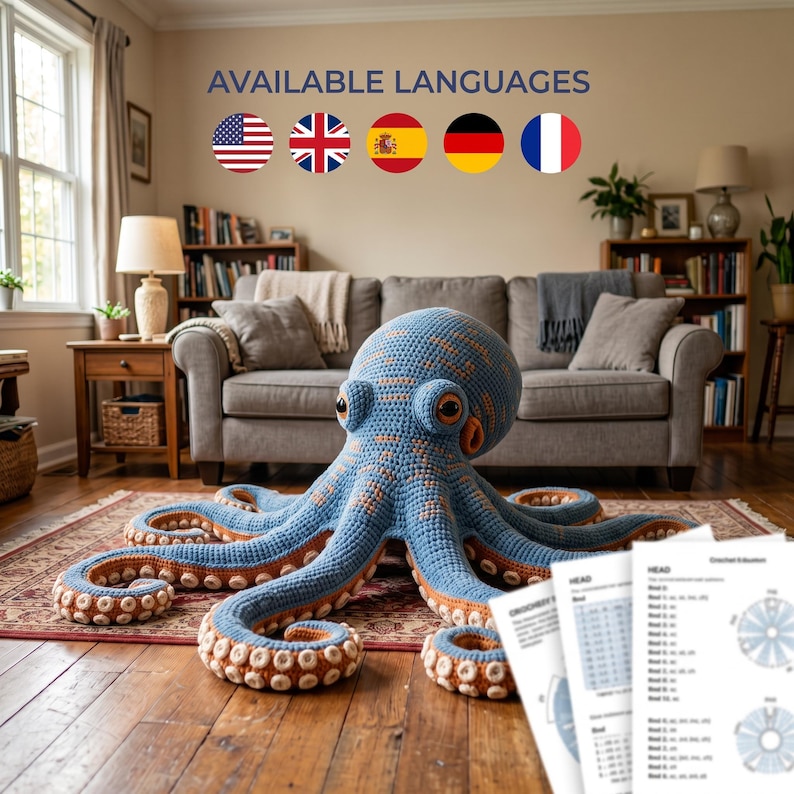 Giant Octopus Crochet Pattern – Realistic 5ft Amigurumi – Instant PDF ...