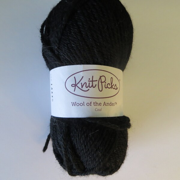 Knit Picks Wool of the Andes, 100% Peruvian Highland Wool, Coal