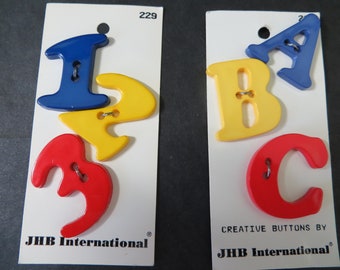 A, B, C, Buttons Made in Germany and 1, 2, 3 Buttons Made in England by JHB International, Collectors Buttons