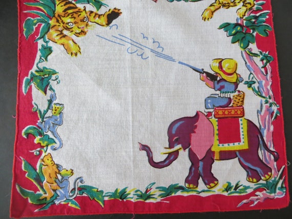 On Safari Children's Vintage Handkerchief - image 1