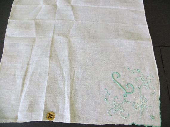 Vintage Letter " L" Embroidered Handkerchief in A… - image 1