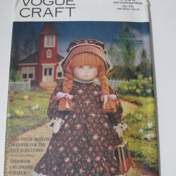 Vogue Early American Doll and Outfit Pattern, Sewing Room Decor, Girls Room Decor, Uncut Pattern