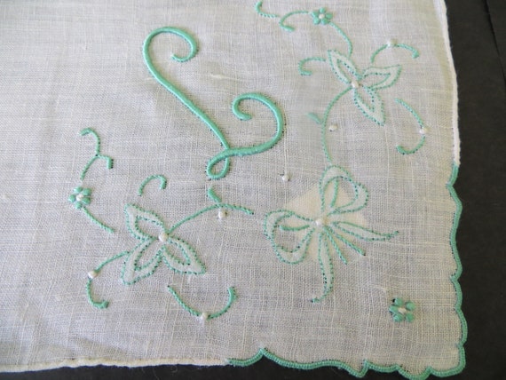Vintage Letter " L" Embroidered Handkerchief in A… - image 2